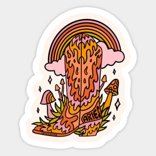 Aries Cowboy Boot Sticker